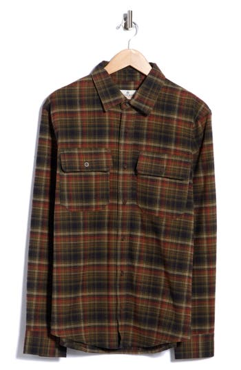 Rainforest Woodhaven Plaid Flannel Shirt In Olive Night Plaid
