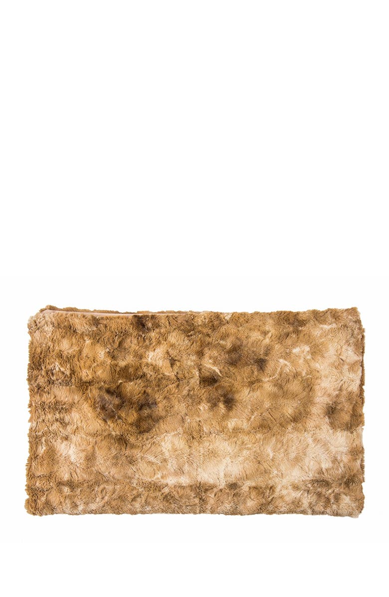 LUXE Naples Taupe Faux Fur Throw Blanket, Alternate, color, 