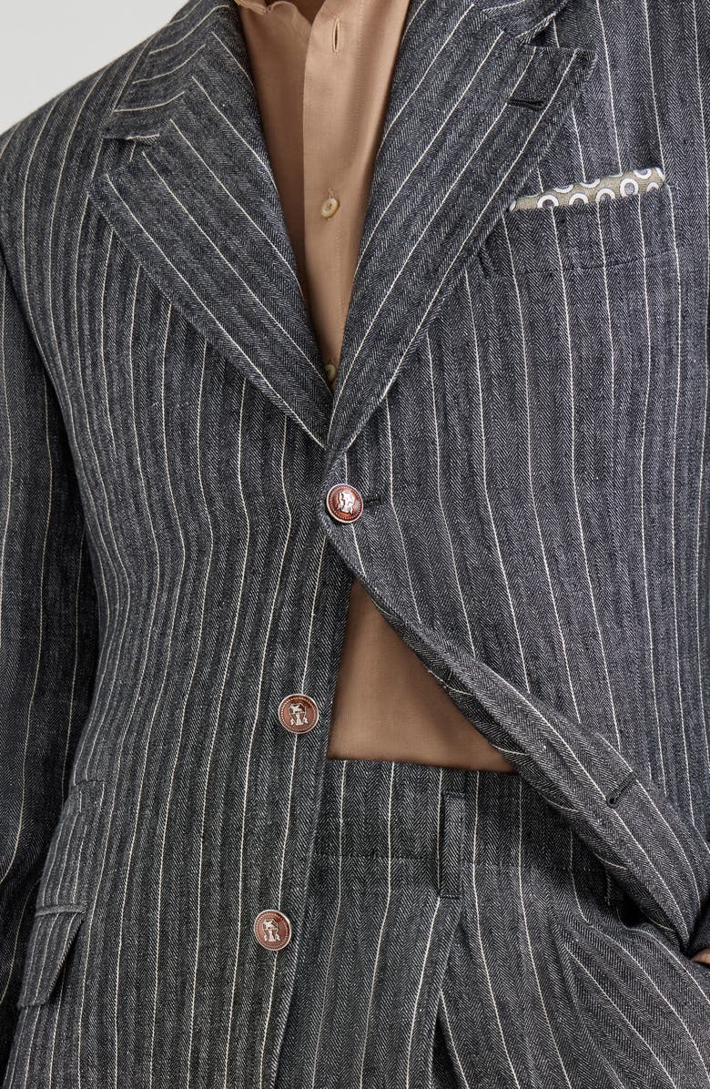 Brunello Cucinelli Chalk stripe chevron blazer, Alternate, color, Anthracite