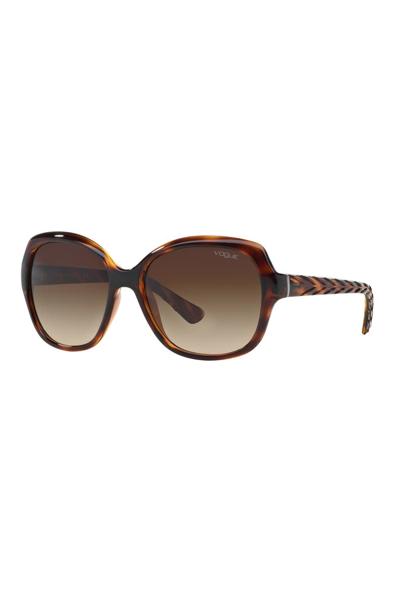 56mm Gradient Square Sunglasses, Alternate, color, DARK HAVANA
