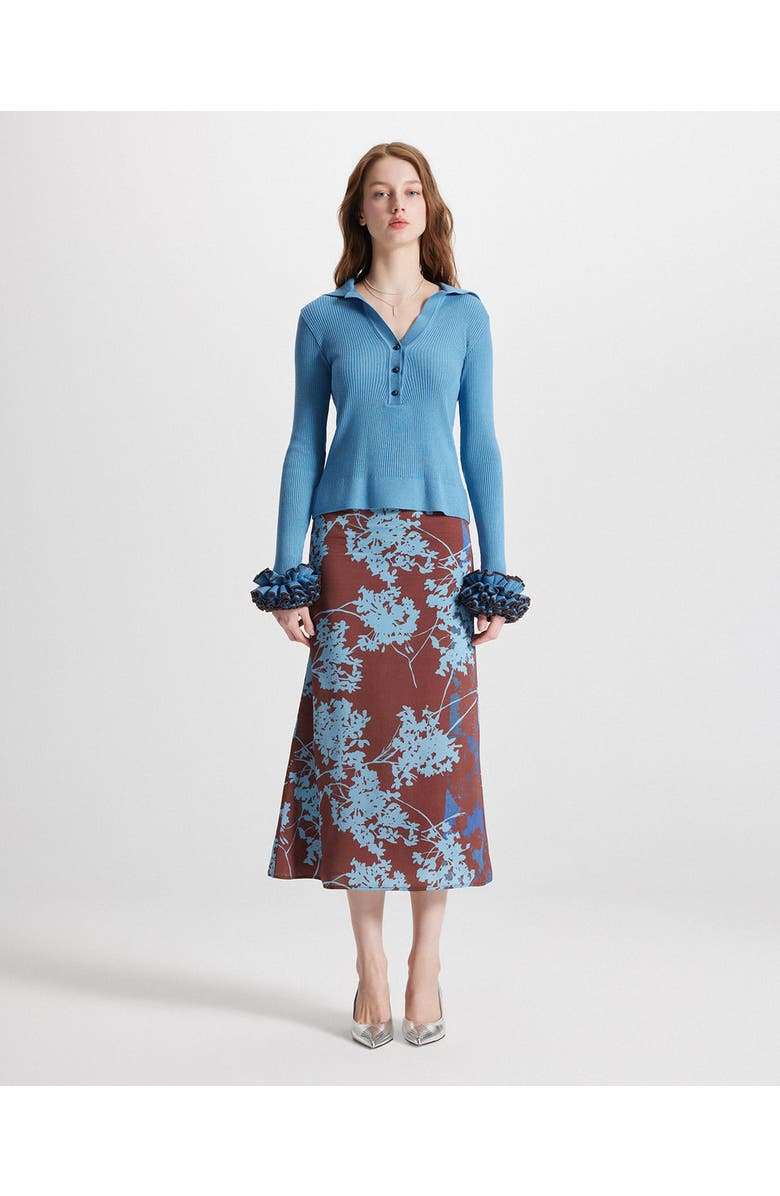 THEO The Label Hydra Printed Maxi Skirt, Alternate, color, Koffee/Blue