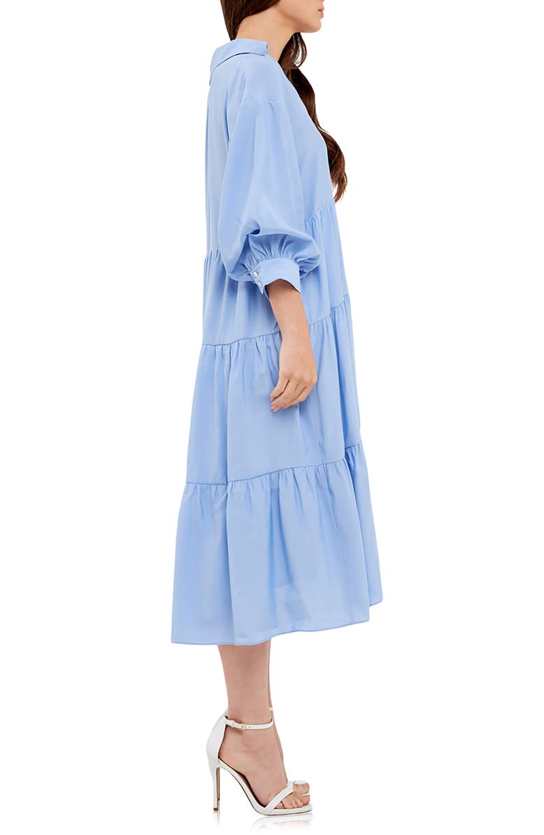 English Factory Balloon Sleeve Tiered Midi Dress, Alternate, color,