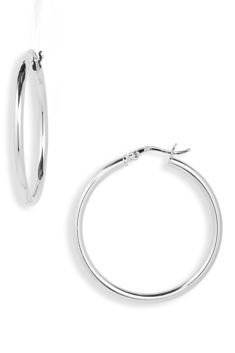 Classic Hoop Earrings, Main, color, SILVER