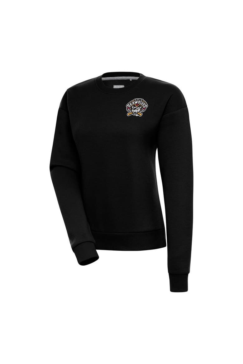Women's Antigua  Black Erie SeaWolves Victory Pullover Sweatshirt, Main, color, Black