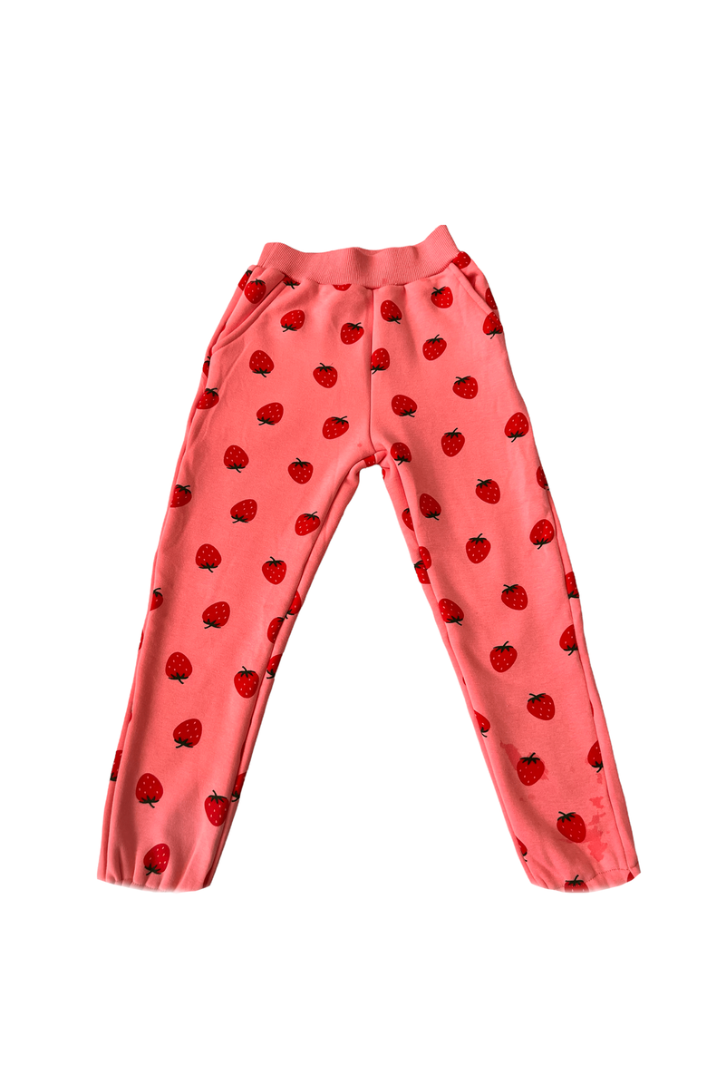 Lola + The Boys Strawberry Ruffle Joggers Set, Alternate, color, Pink