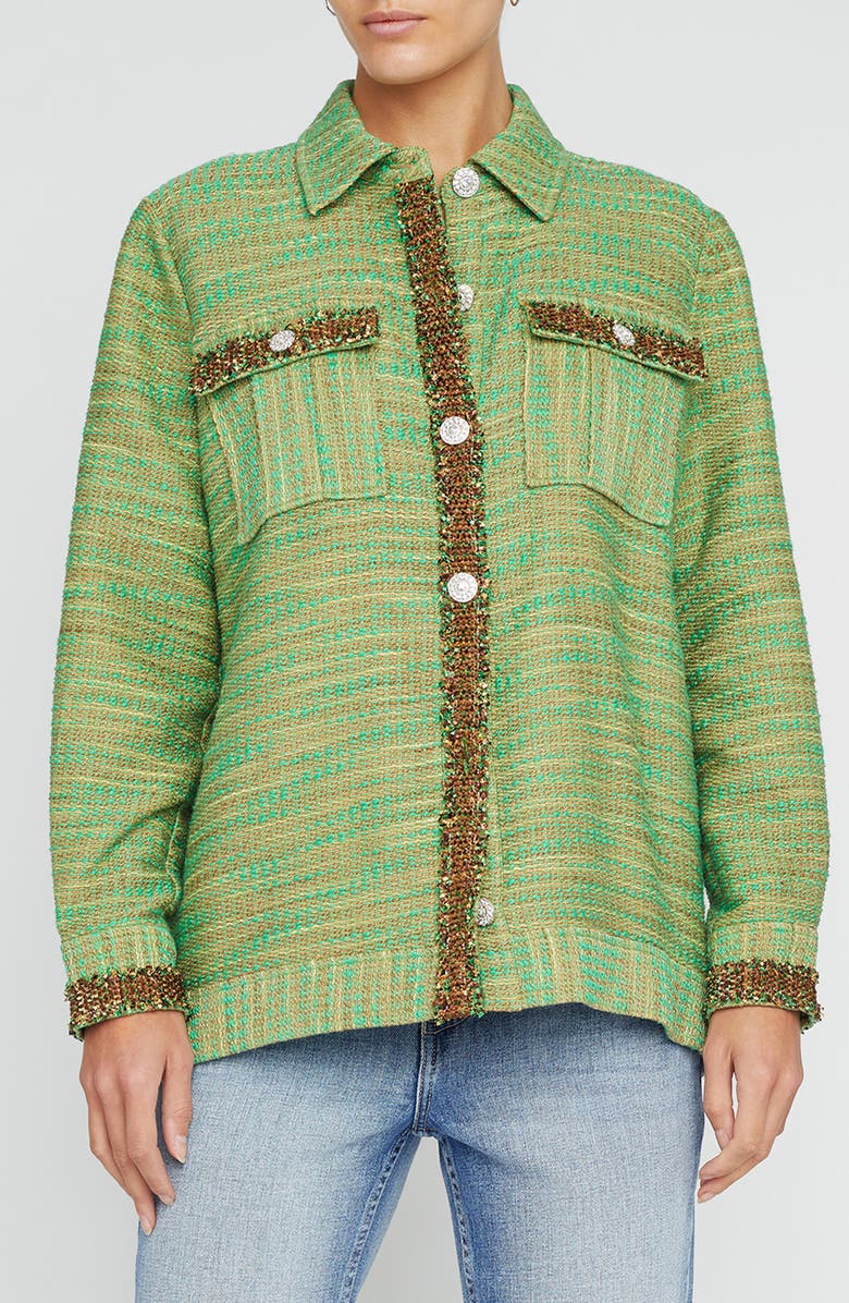 L'AGENCE Jeanine Cotton Blend Tweed Shirt Jacket, Main, color, 