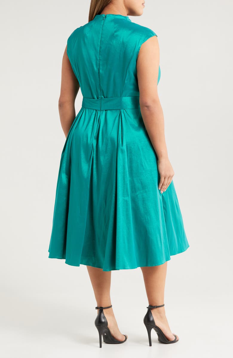 Alex Evenings Cap Sleeve Taffeta Cocktail Dress, Alternate, color, Hot Teal
