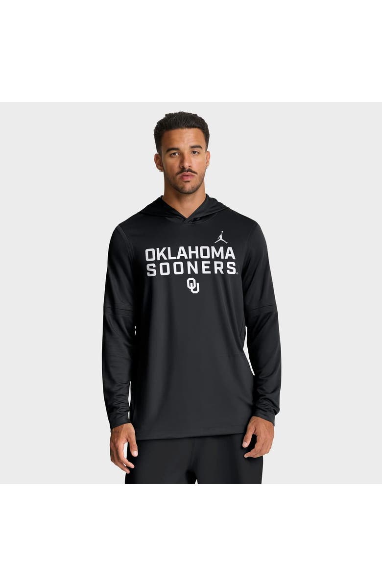 Jordan Brand Men's Jordan Brand Black Oklahoma Sooners 2025 Sideline Performance Long Sleeve Hoodie T-Shirt, Alternate, color, Black