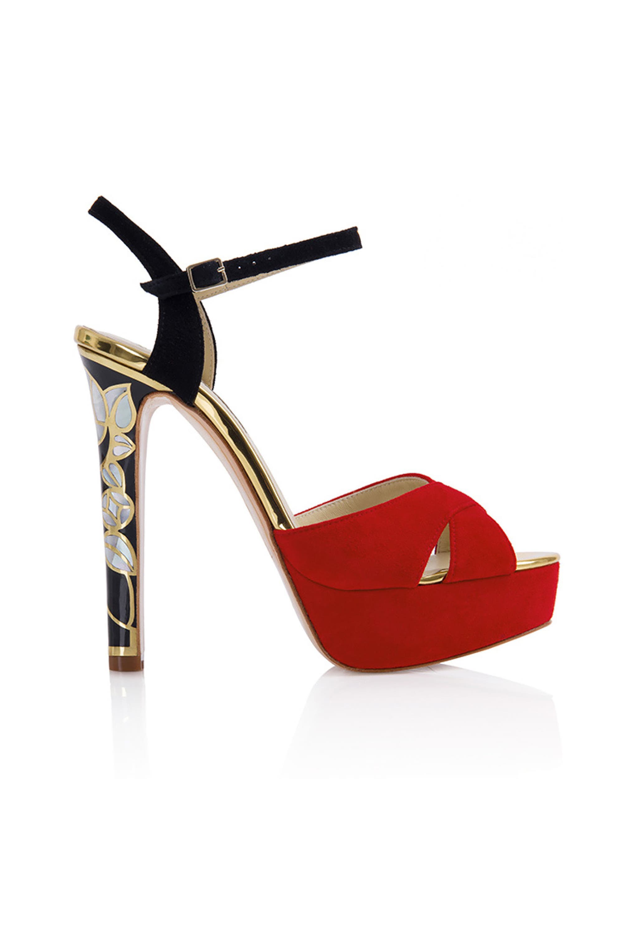 Freya Rose Rose in Bloom Rouge Ankle Strap Pearl Heel Sandal, Main, color, Red