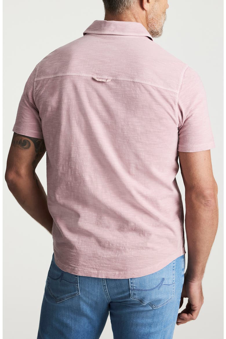 Short Sleeve Slub Cotton Jersey Button-Up Shirt, Alternate, color, WOODROSE