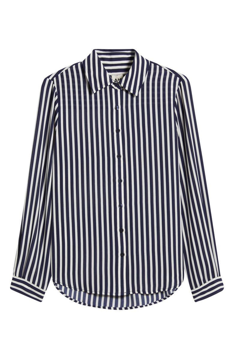 AK ANNE KLEIN Stripe Button-Up Shirt, Alternate, color, Distant Mountain/ White Dove