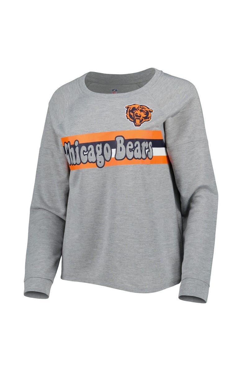 Outerstuff Juniors Heathered Gray Chicago Bears All Striped Up Raglan Long Sleeve T-Shirt, Alternate, color, Heather Gray