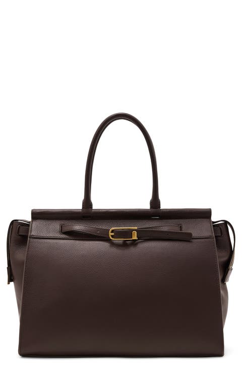 Ember Leather Structured Work Tote