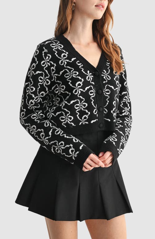 Lush Bows Cotton Blend Crop Cardigan In Multi