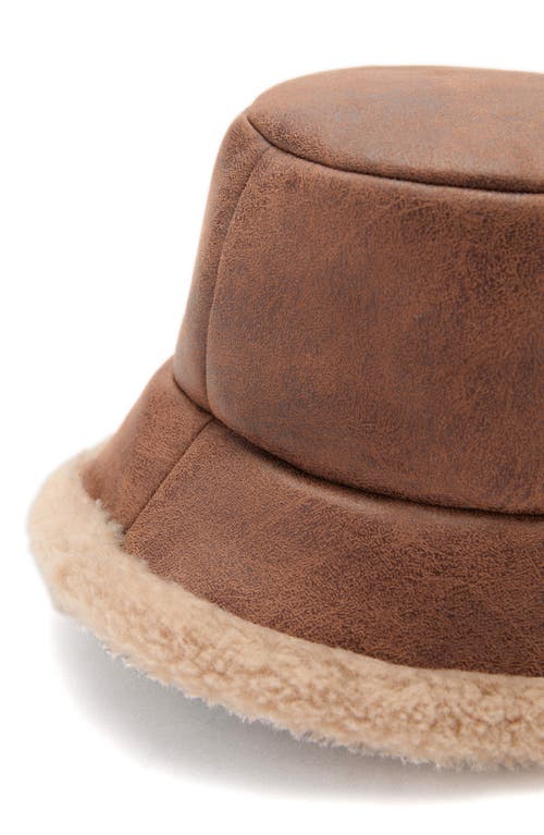 Mango Faux Shearling Bucket Hat In Brown