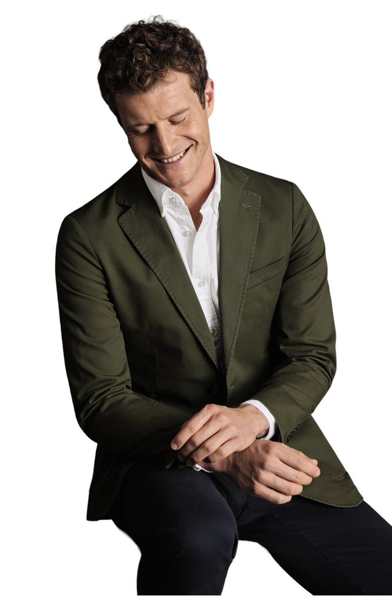 Charles Tyrwhitt Cotton Stretch Slim Fit Jacket, Alternate, color, Olive Green