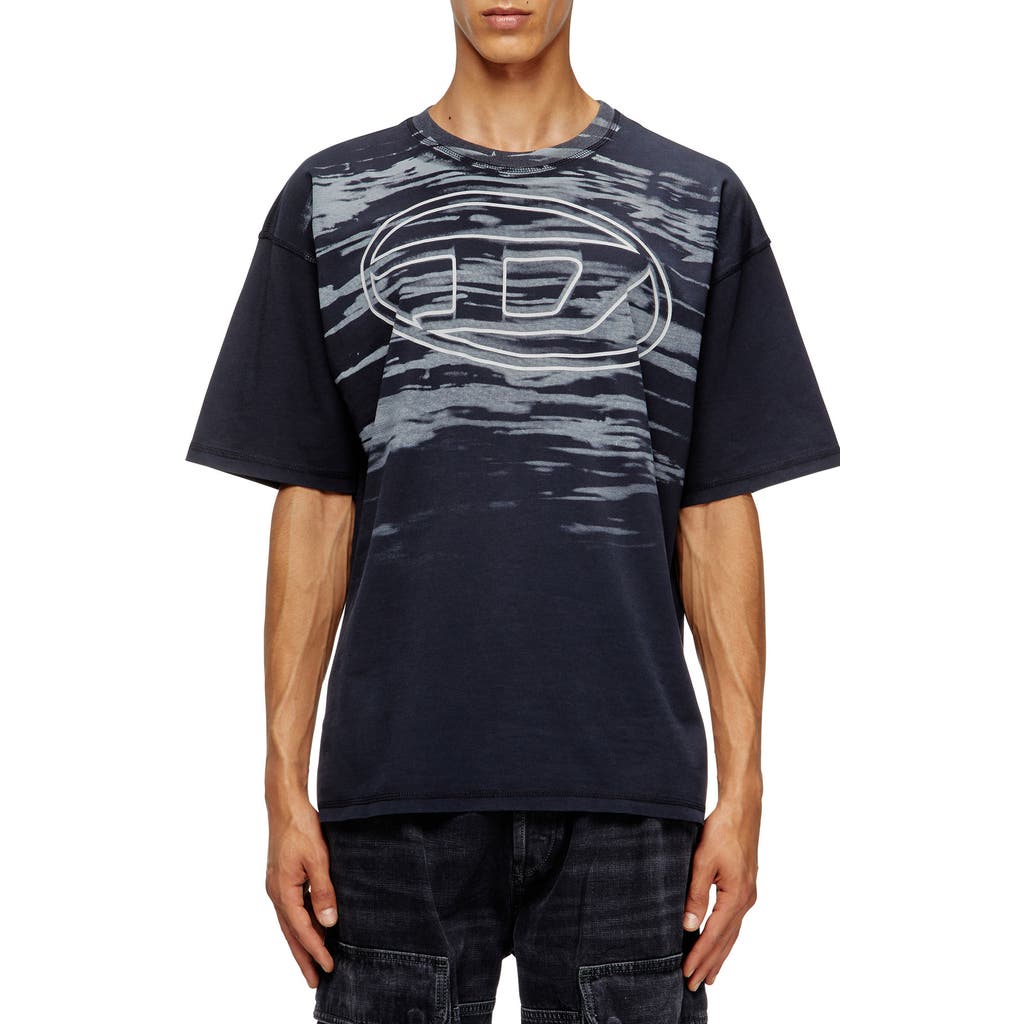 Diesel Cotton T-shirt With Oval D Print In Blue