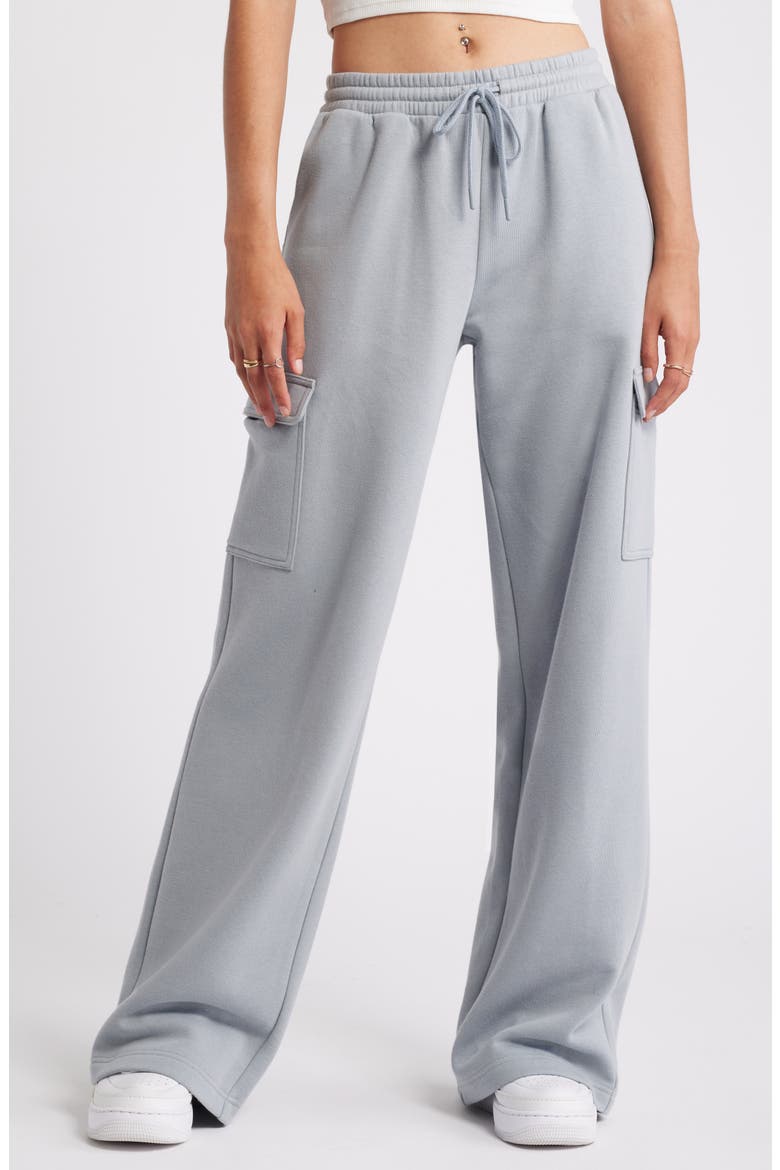 Baggy Wide Leg Cargo Sweatpants, Main, color, GREY WEATHERVANE