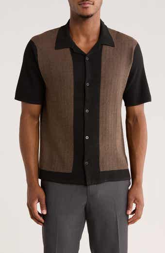 M Magaschoni Snap Button Colorblock Knit Polo
