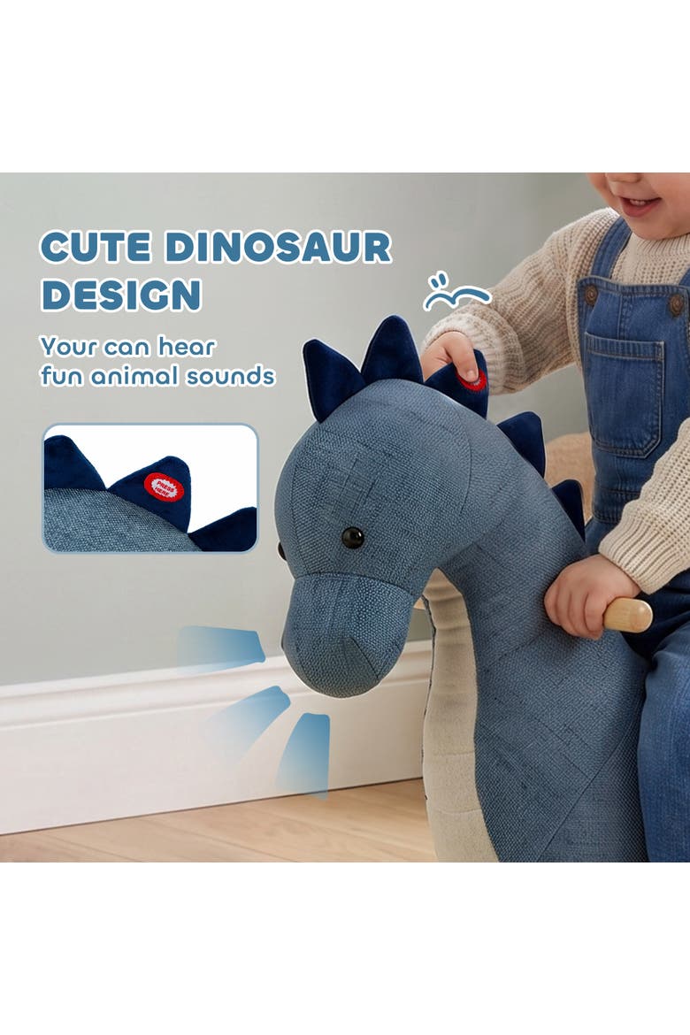 Dinosaur Baby Rocking Horse with Sound, 12-36 Months, Dark Blue, Alternate, color, Blue