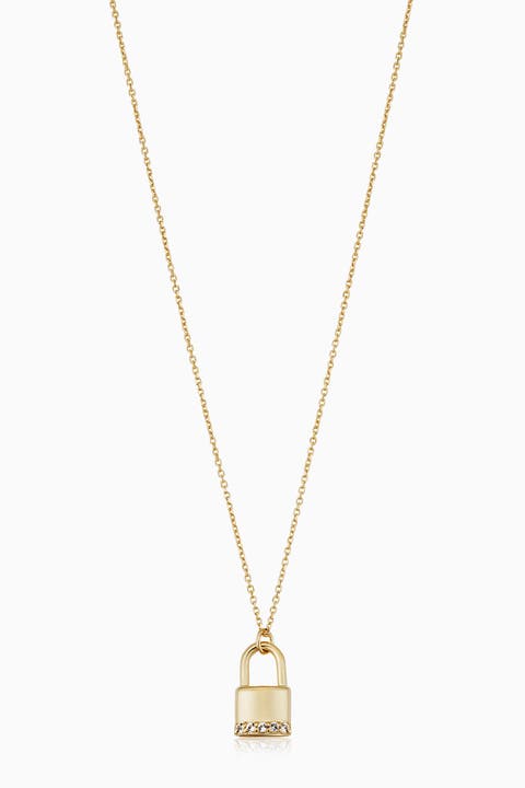 14K Yellow Gold Lexington Lock Pendant Necklace