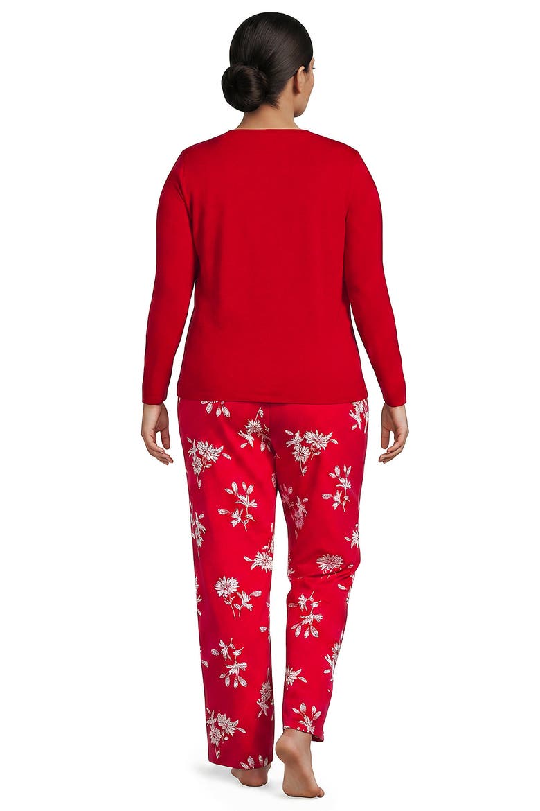Knit 2 Piece Pajama Set - Long Sleeve Top and Pants, Alternate, color, Compass Red/Ivory Floral