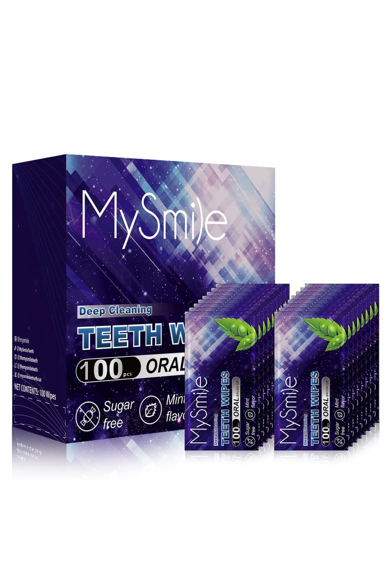 Teeth Wipes Disposal Finger Brush Deep Cleaning Teeth Wipes, Mint Flavor, Main, color, Purple