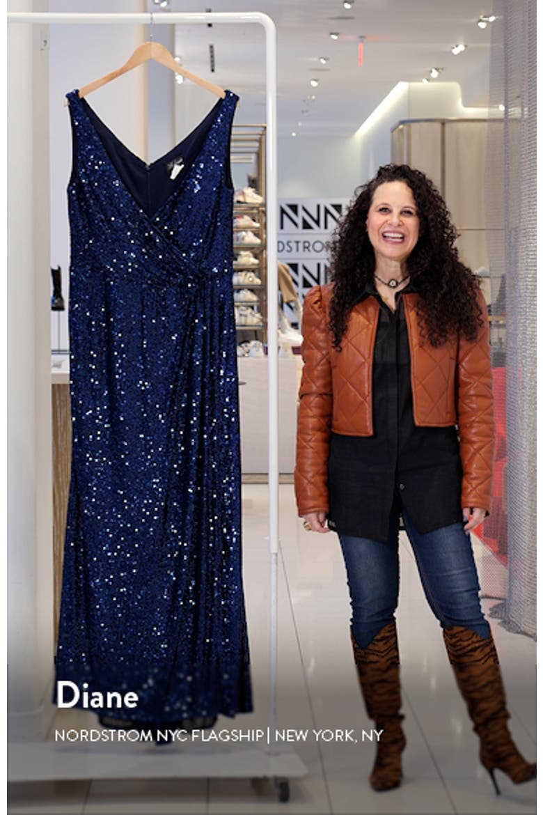 Sequin Faux Wrap Gown video