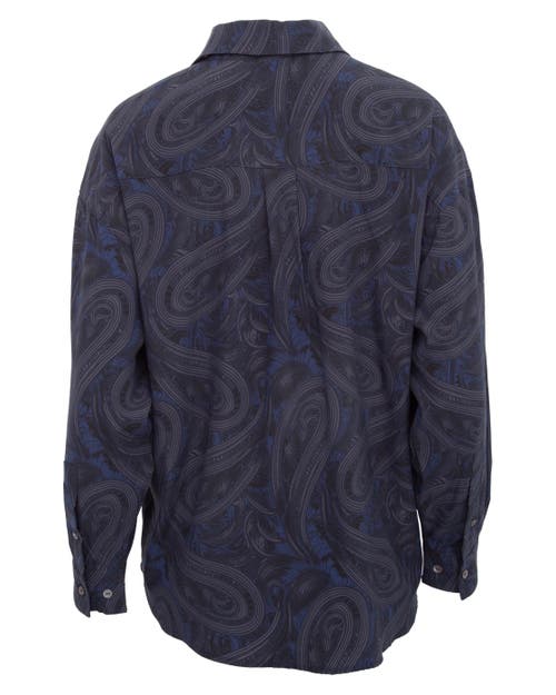 Lords Of Harlech Sophie Silk Oversized Shirt In Blue