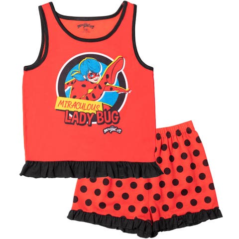 Ladybug Sleeveless Pajama Shirt and Shorts Set
