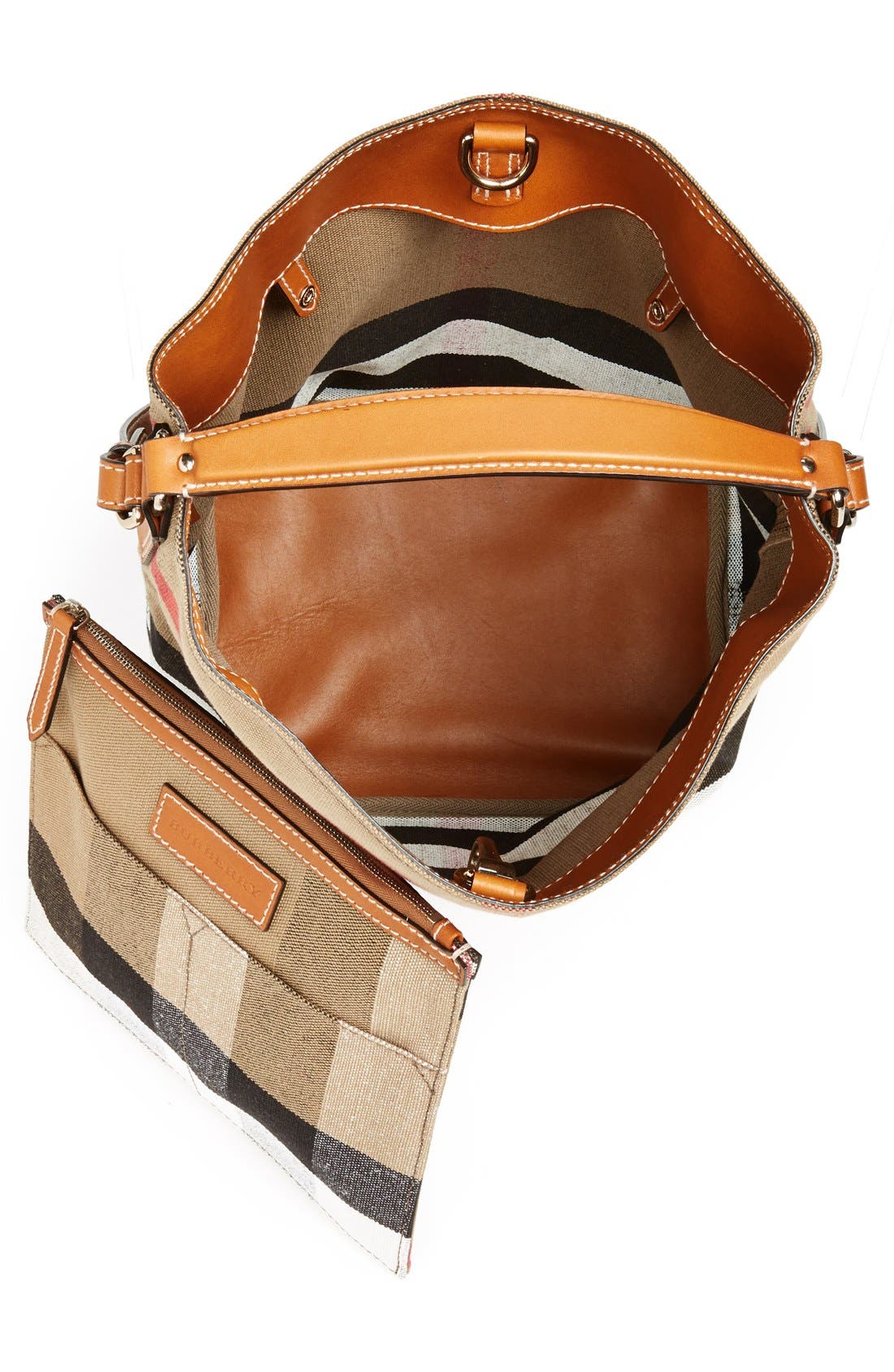 Burberry Medium Ashby Check Print Bucket Bag, Alternate, color, 