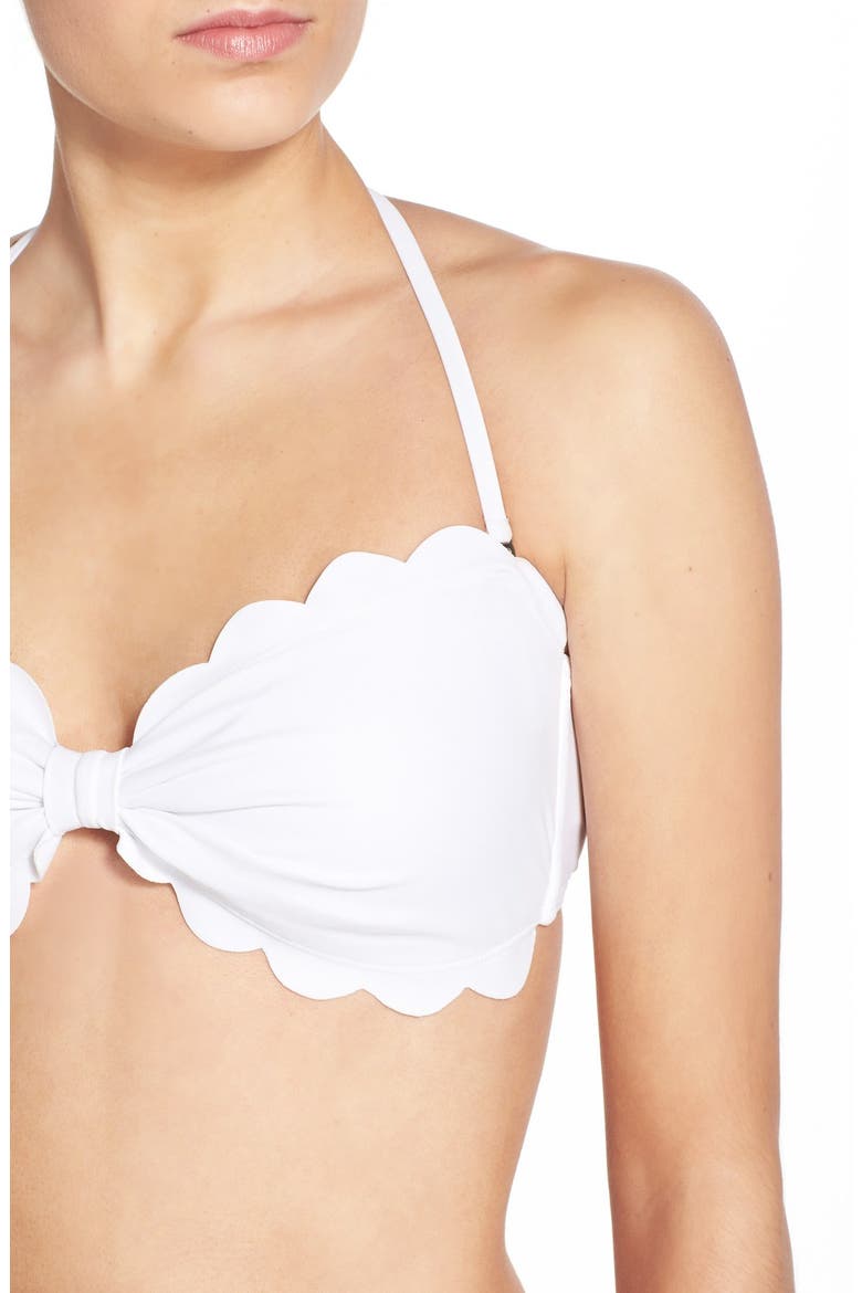 Scallop Bandeau Bikini Top, Alternate, color, WHITE