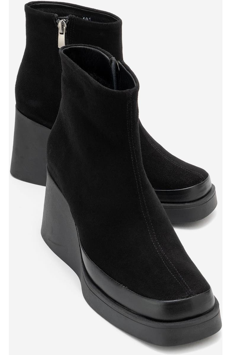 Forever & Always Shoes Livia Leather Wedge Boot, Alternate, color, Black