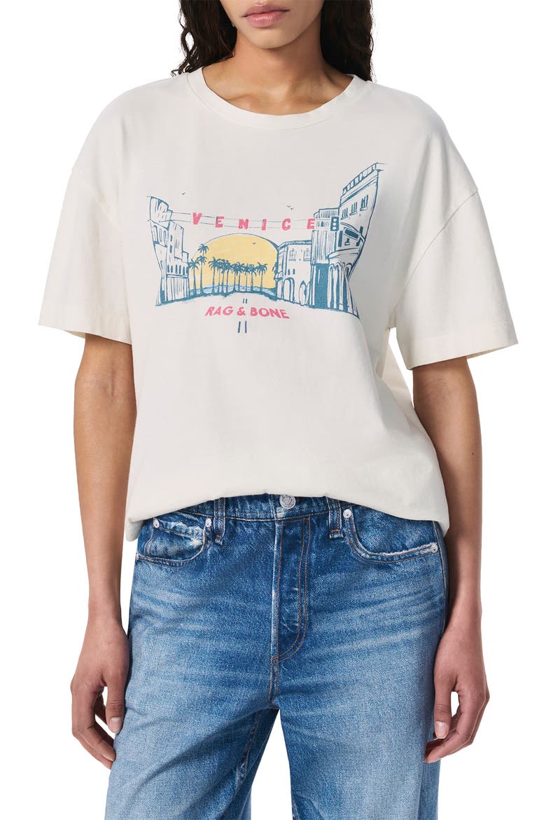 Venice Beach Cotton Graphic T-Shirt, Main, color, CHALK