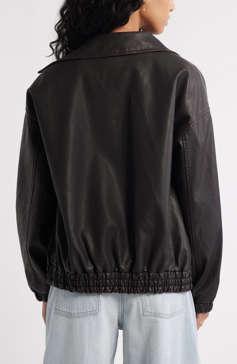 BP. Oversize Faux Leather Jacket, Alternate, color, Brown