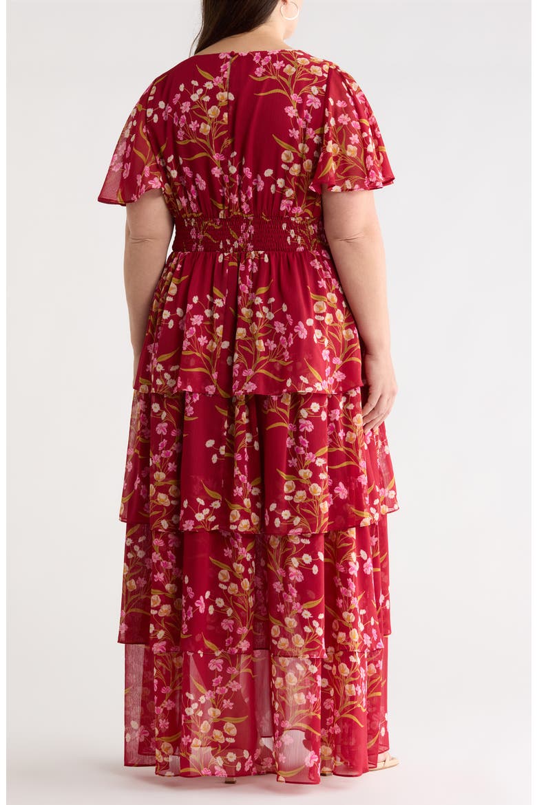 Ginnie Amabel Tiered Maxi Dress, Alternate, color, BURGUNDY-MULTI