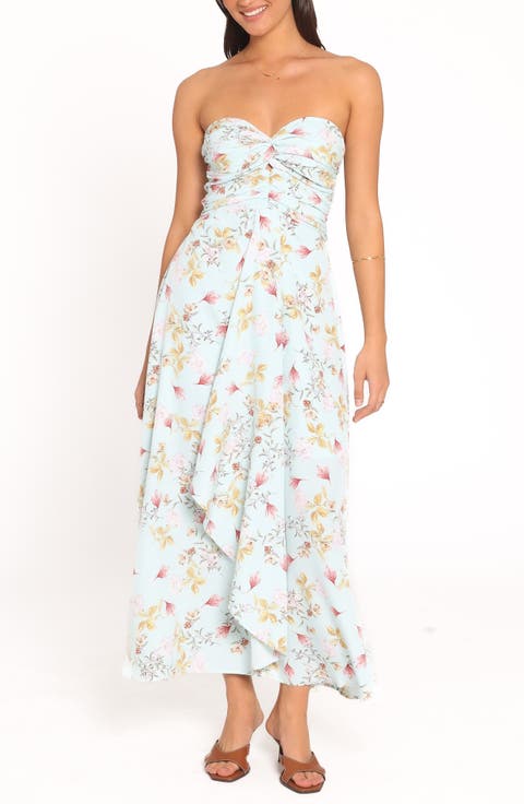 Marta Strapless Floral Midi Dress