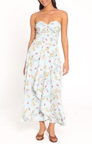 Petal & Pup Marta Strapless Floral Midi Dress