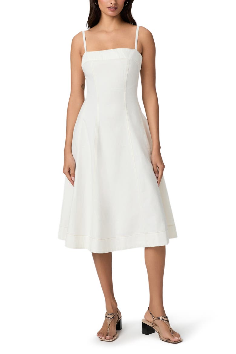 Pippa Sleeveless Denim Midi Dress, Main, color, TOASTED ECRU