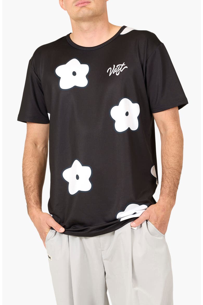 Flower Patch Aqua Terra Performance T-Shirt, Alternate, color, BLACK