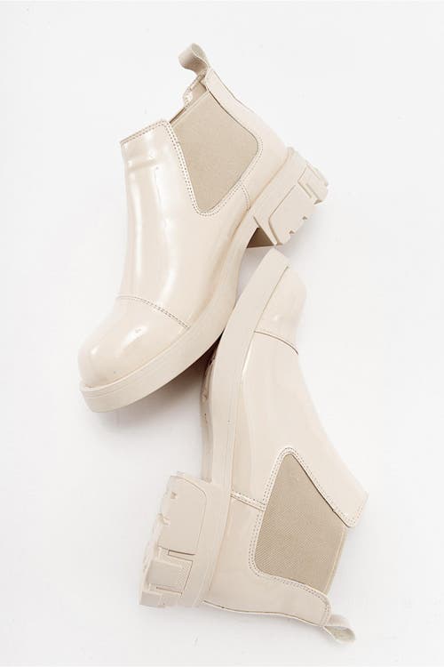 Prologue Shoes Cafune Patent Platform Boot In Neutral