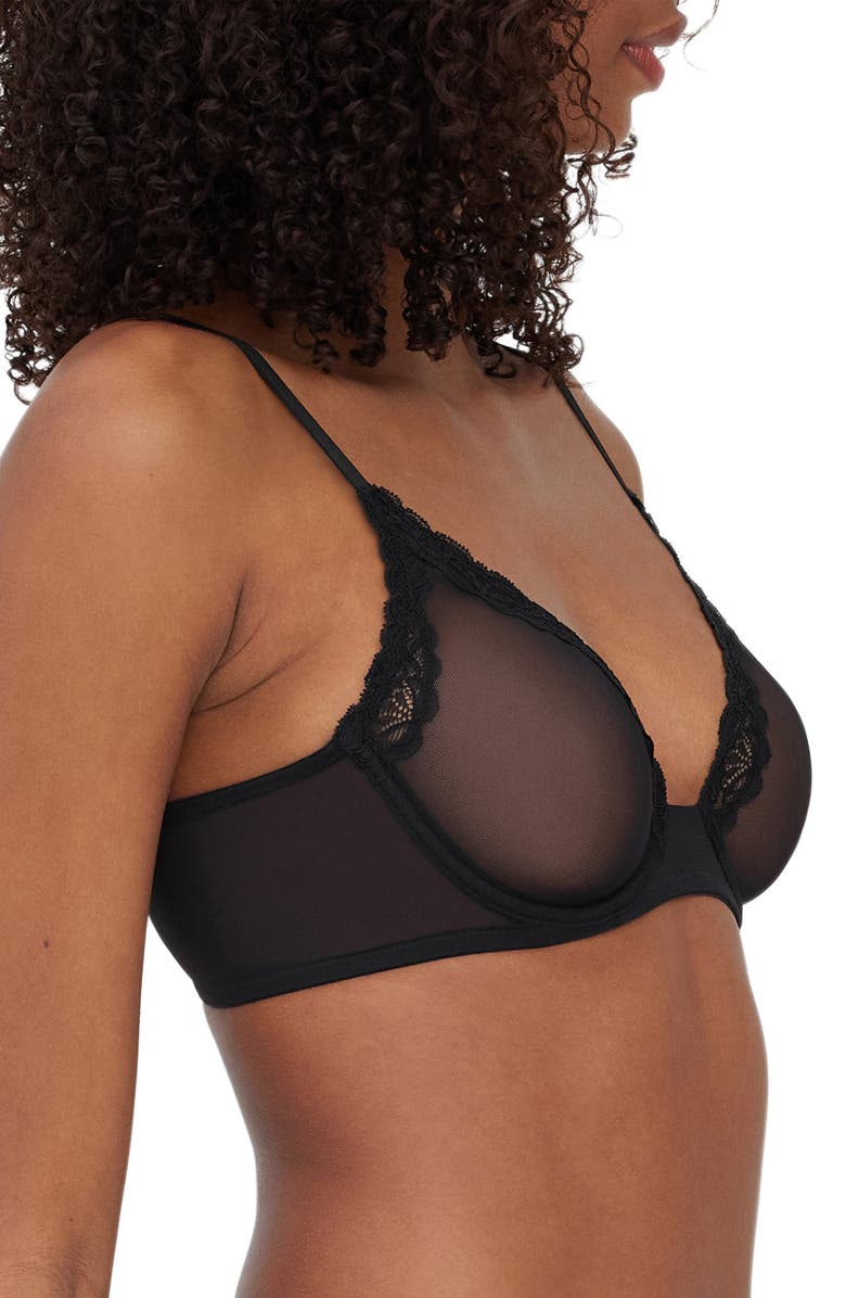 Skarlett Blue Passion Underwire Plunge Unlined Mesh Bra, Alternate, color,