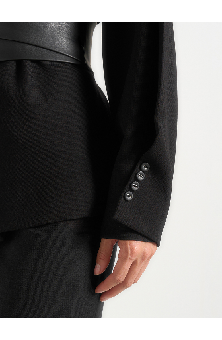 Manière De Voir Marie Wool Twist Sleeve Blazer with Belt, Alternate, color, Black