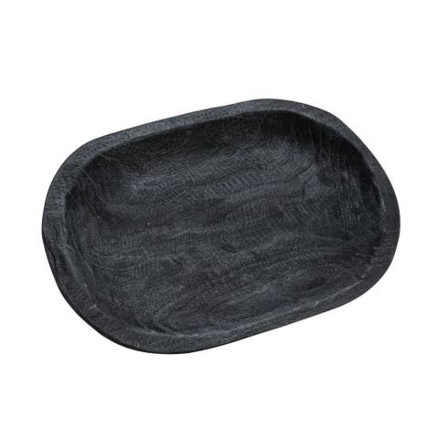 Hand-Carved Paulownia Wood Bowl, Black