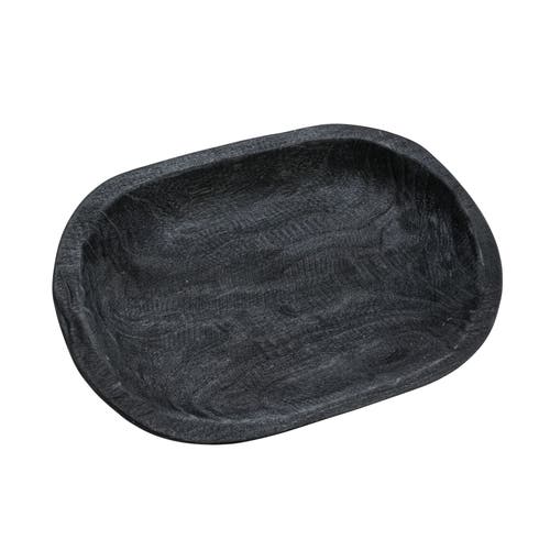 Storied Home Hand-carved Paulownia Wood Bowl, Black