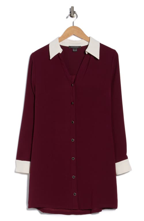 French Connection Contrast Collar Shirtdress In Burgundy