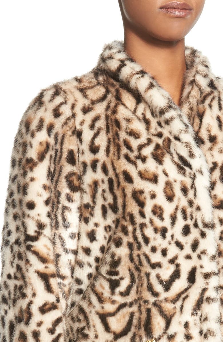 Via Spiga Cheetah Print Faux Fur Coat, Alternate, color, 