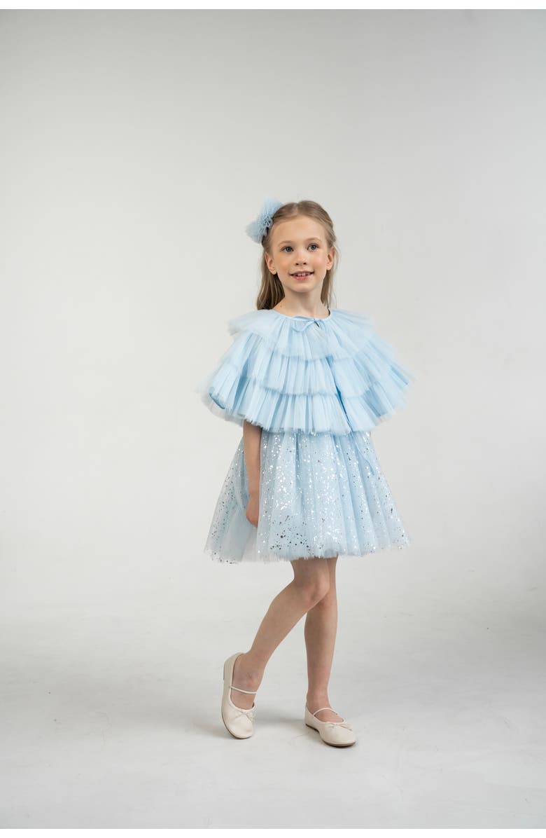 Mini Celebrities Sleveless Sparkle Tulle Dress Set, Alternate, color, Sparkle Blue