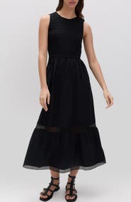 PER UNA BY M&S Smocked Lace Trim Sleeveless Cotton Maxi Dress