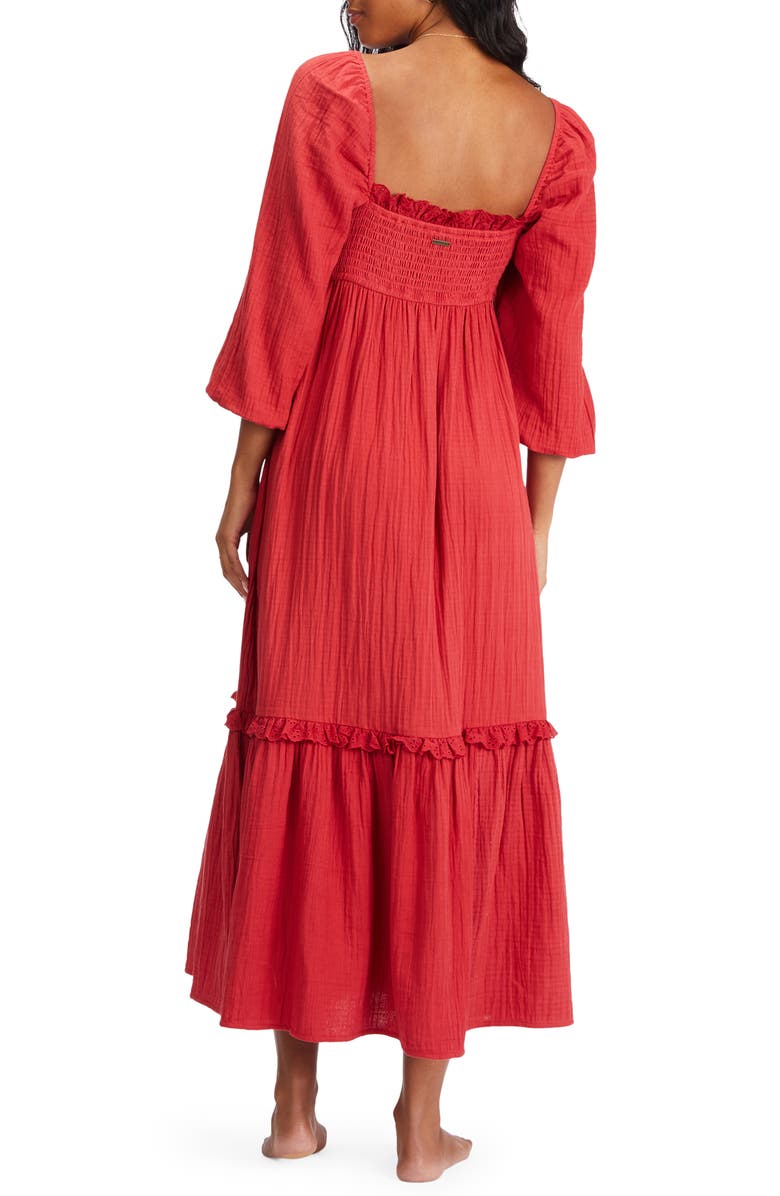 Billabong Magic Hour Tiered Cotton Midi Dress, Alternate, color, Deep Love